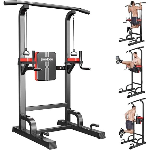 Pooboo Power Tower Dip Station for Home Gym