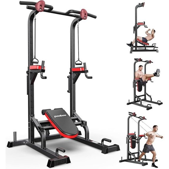 Pooboo Power Tower Dip Station for Home Gym